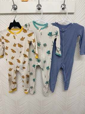 Kyte Baby Bamboo Play Pajamas Bundle Butterfly, Succulent, Blue Pjs 6/12m